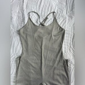 Gray Cross-Back Bodysuit